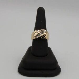 14K Gold Men's Band Ring with 4 Diamonds